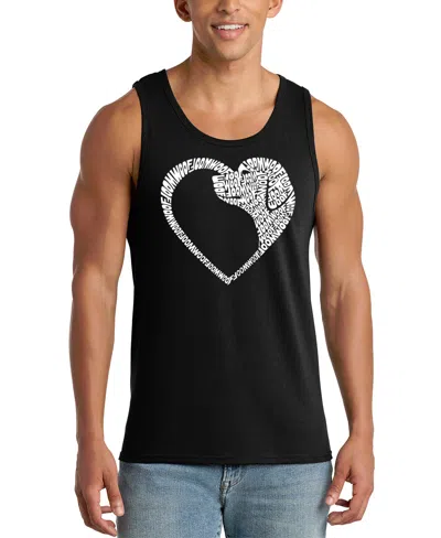La Pop Art Men's Woof Heart Graphic Tank Top In Black