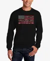 La Pop Art Men's Word Art Crewneck American Flag Fireworks Sweatshirt In Black