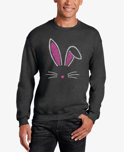 La Pop Art Men's Word Art Crewneck Bunny Ears Sweatshirt In Dark Gray