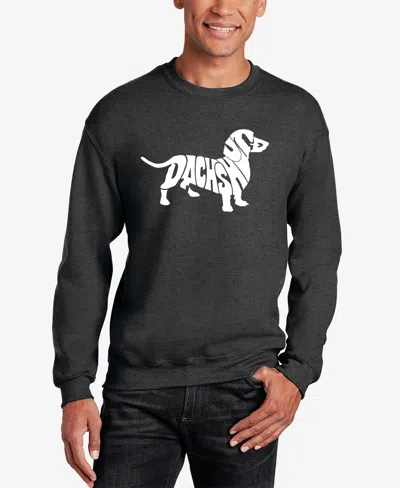 La Pop Art Men's Word Art Crewneck Dachshund Sweatshirt In Dark Gray