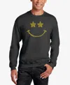 La Pop Art Men's Word Art Crewneck Rockstar Smiley Sweatshirt In Dark Gray