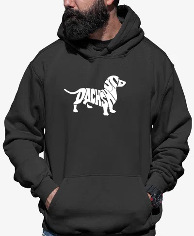 La Pop Art Men's Word Art Dachshund Long Sleeve Hooded Sweatshirt In Dark Gray