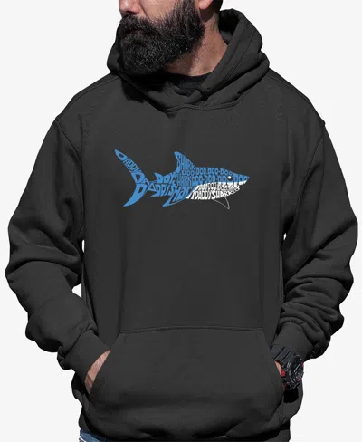 La Pop Art Men's Word Art Daddy Shark Hooded Sweatshirt In Dark Gray