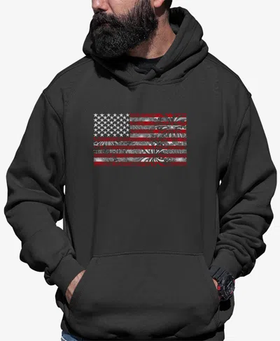 La Pop Art Men's Word Art Hooded American Flag Fireworks Sweatshirt In Dark Gray