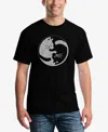 La Pop Art Men's Word Art Yin Yang Cat Short Sleeve T-shirt In Black
