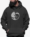 La Pop Art Men's Yin Yang Cat Word Art Long Sleeve Hooded Sweatshirt In Dark Gray