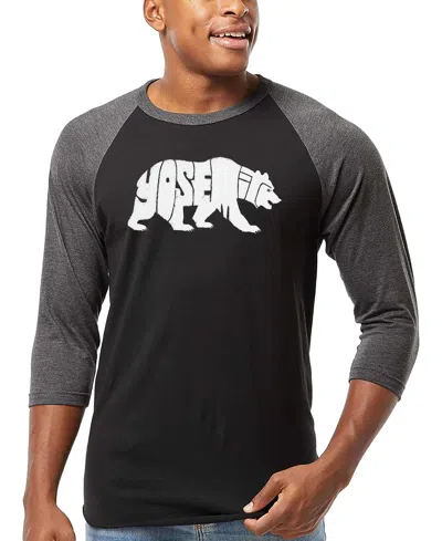 La Pop Art Men's Yosemite Bear Word Art Raglan-sleeve T-shirt In Multi
