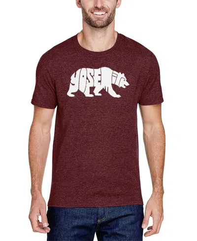 La Pop Art Men's Yosemite Bear Word Art T-shirt In Burgundy