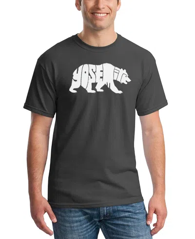 La Pop Art Men's Yosemite Bear Word Art T-shirt In Gray