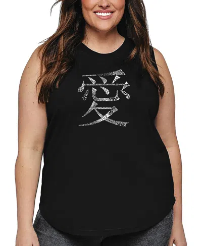 La Pop Art Plus Size 44 Love Languages Word Art Tank Top In Black