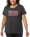 La Pop Art Plus Size 50 States Usa Flag Word Art T-shirt In Gray