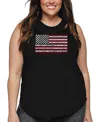 La Pop Art Plus Size 50 States Usa Flag Word Art Tank Top In Black