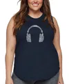 La Pop Art Plus Size Crazy Little Thing Called Love Word Art Tank Top In Blue