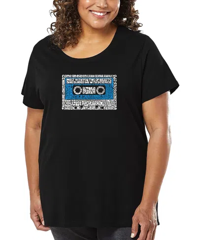 La Pop Art Plus Size 80's One Hit Wonders Word Art T-shirt In Black