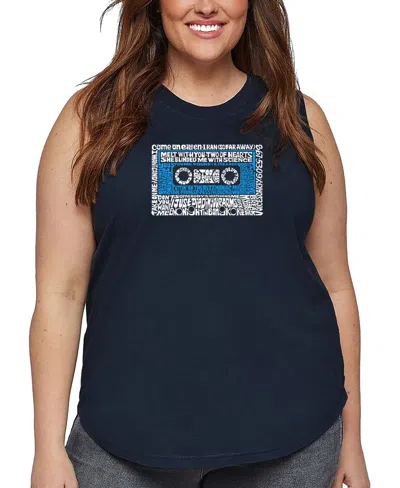 La Pop Art Plus Size 80's One Hit Wonders Word Art Tank Top In Blue