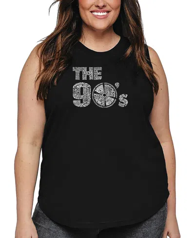 La Pop Art Plus Size 90's Music Word Art Tank Top In Black