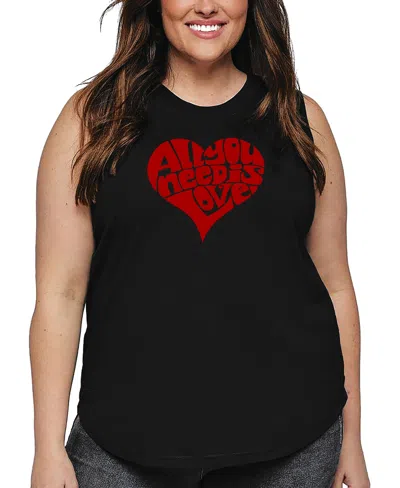 LA POP ART PLUS SIZE ALL YOU NEED IS LOVE WORD ART TANK TOP