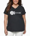 La Pop Art Plus Size All You Need Is Love Word Art V-neck T-shirt In Gray