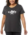 La Pop Art Plus Size Aloha Word Art T-shirt In Gray