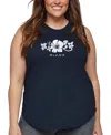 La Pop Art Plus Size Aloha Word Art Tank Top In Blue