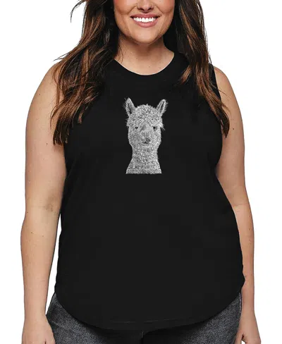 LA POP ART PLUS SIZE ALPACA WORD ART TANK TOP