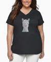 La Pop Art Plus Size Alpaca Word Art V-neck T-shirt In Gray