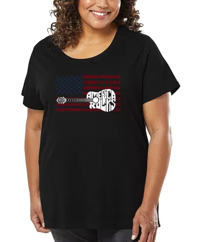 LA POP ART PLUS SIZE AMERICA ROCKS WORD ART T-SHIRT
