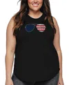 La Pop Art Plus Size Americana Sunglasses Word Art Tank Top In Black