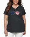 La Pop Art Plus Size Crazy Little Thing Called Love Word Art V-neck T-shirt In Gray