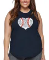 La Pop Art Plus Size Baseball Mom Word Art Tank Top In Blue