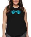 La Pop Art Plus Size Beach Vibes Word Art Tank Top In Black