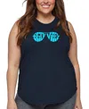 La Pop Art Plus Size Beach Vibes Word Art Tank Top In Blue