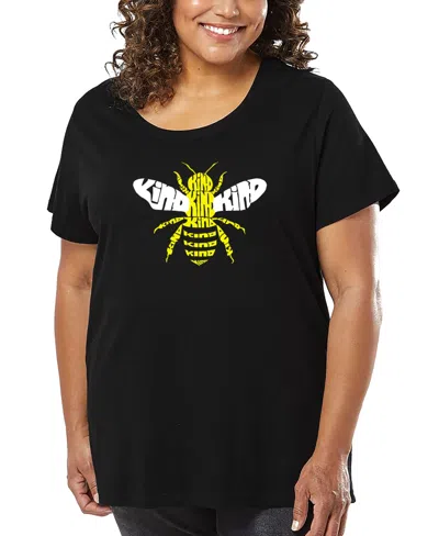 La Pop Art Plus Size Bee Kind Word Art T-shirt In Black