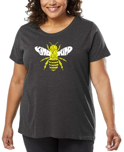 La Pop Art Plus Size Bee Kind Word Art T-shirt In Gray