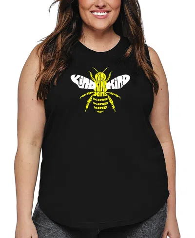 La Pop Art Plus Size Bee Kind Word Art Tank Top In Black