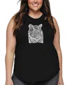 La Pop Art Plus Size Big Cats Word Art Tank Top In Black