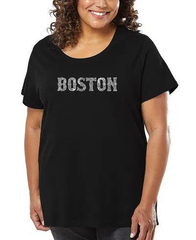 La Pop Art Plus Size Boston Neighborhoods Word Art T-shirt In Black