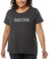 La Pop Art Plus Size Boston Neighborhoods Word Art T-shirt In Gray