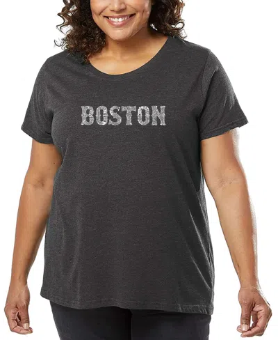 La Pop Art Plus Size Boston Neighborhoods Word Art T-shirt In Gray