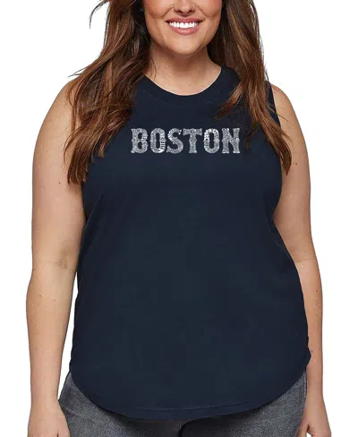 LA POP ART PLUS SIZE BOSTON NEIGHBORHOODS WORD ART TANK TOP