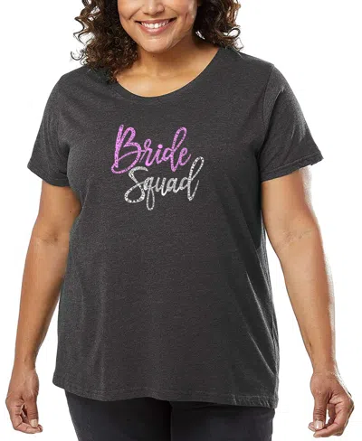 La Pop Art Plus Size Bride Squad Word Art T-shirt In Gray