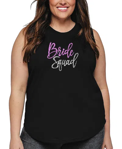 La Pop Art Plus Size Bride Squad Word Art Tank Top In Black