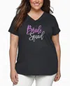 La Pop Art Plus Size Bride Squad Word Art V-neck T-shirt In Gray
