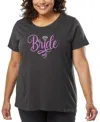 La Pop Art Plus Size Bride Word Art T-shirt In Black
