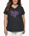 La Pop Art Plus Size Crazy Little Thing Called Love Word Art V-neck T-shirt In Gray