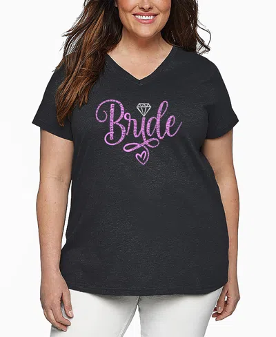 LA POP ART PLUS SIZE BRIDE WORD ART V-NECK T-SHIRT