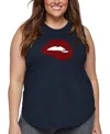 La Pop Art Plus Size Crazy Little Thing Called Love Word Art Tank Top In Blue
