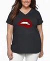 La Pop Art Plus Size Crazy Little Thing Called Love Word Art V-neck T-shirt In Gray