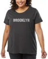 La Pop Art Plus Size Brooklyn Neighborhoods Word Art T-shirt In Black