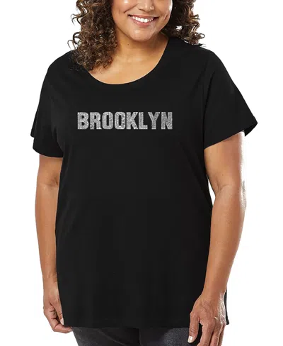 La Pop Art Plus Size Brooklyn Neighborhoods Word Art T-shirt In Black